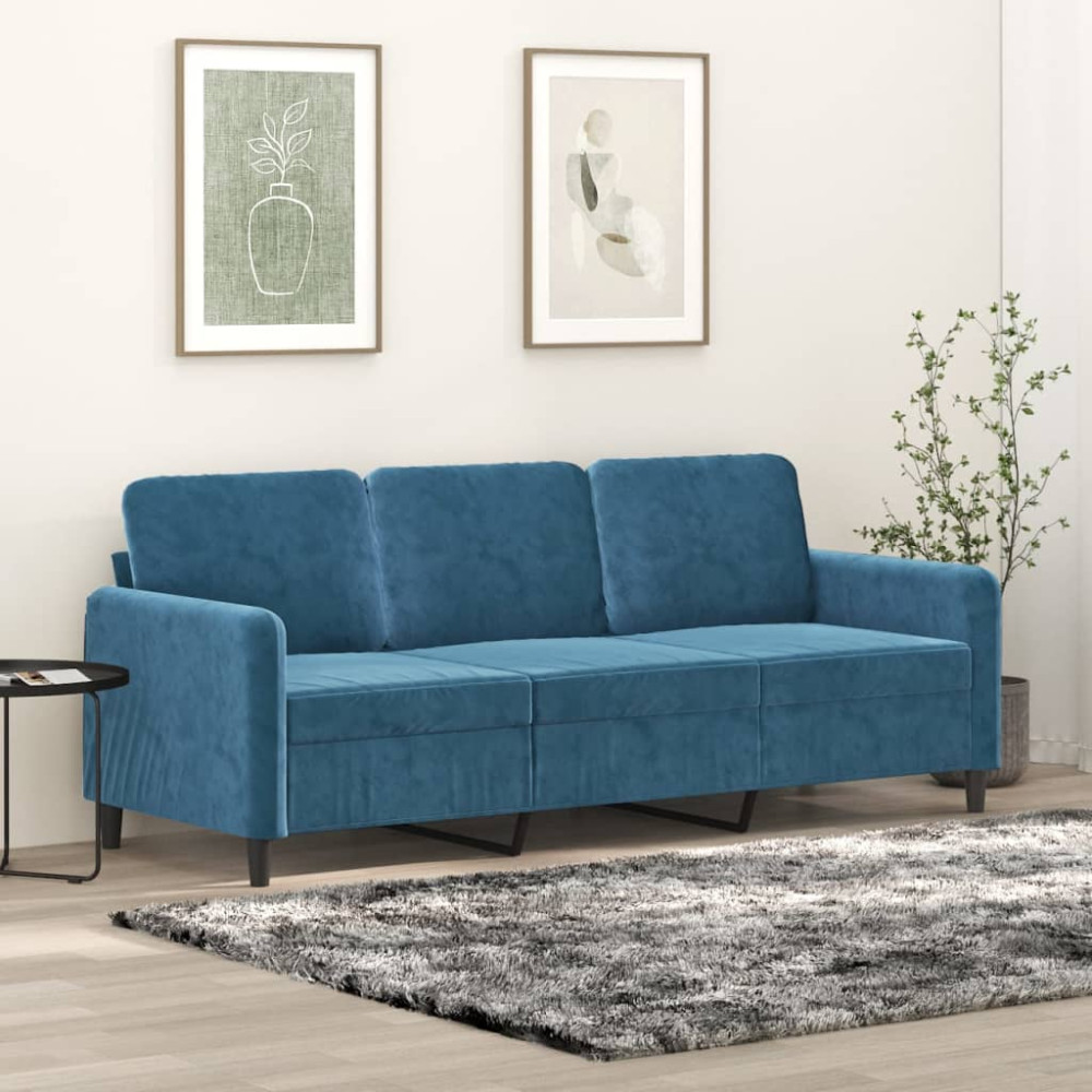 Produktbild för 3-sitssoffa blå 180 cm sammet