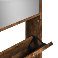 Produktbild för Skoskåp med spegel 4 skåp rökfärgad ek 63x17x134 cm