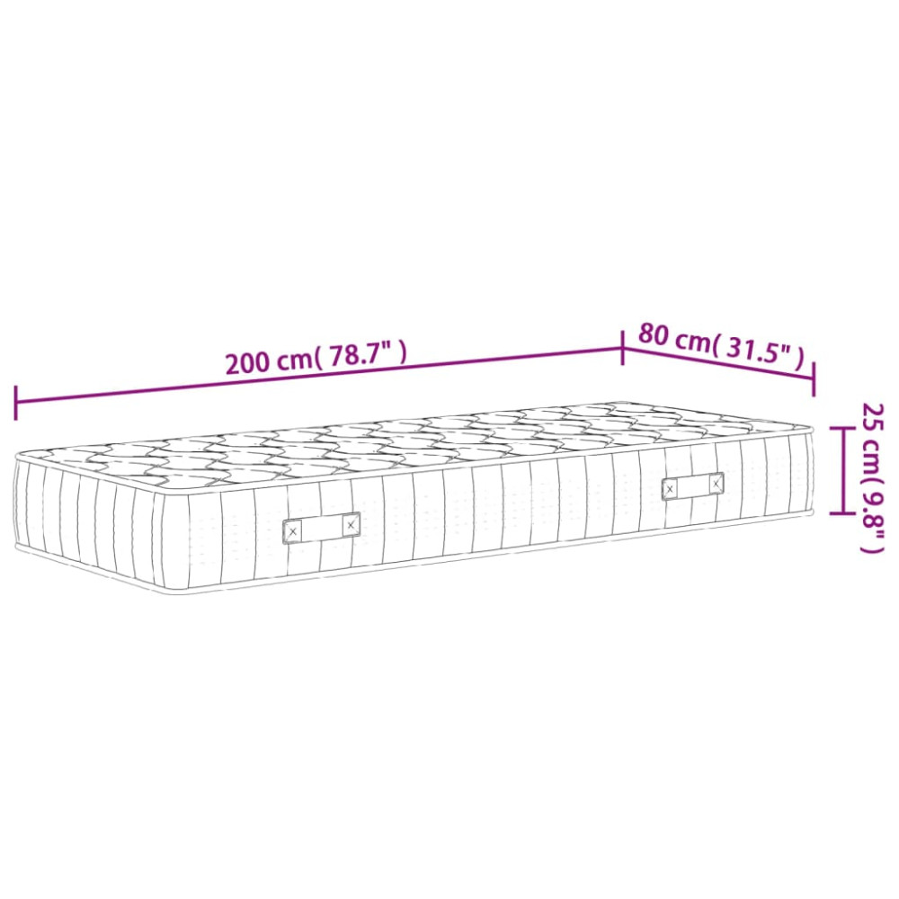 Produktbild för Pocketresårmadrass medium fast 80x200 cm