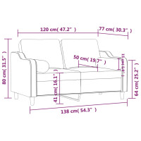 Produktbild för 2-sits soffa med prydnadskuddar vinröd 120 cm tyg