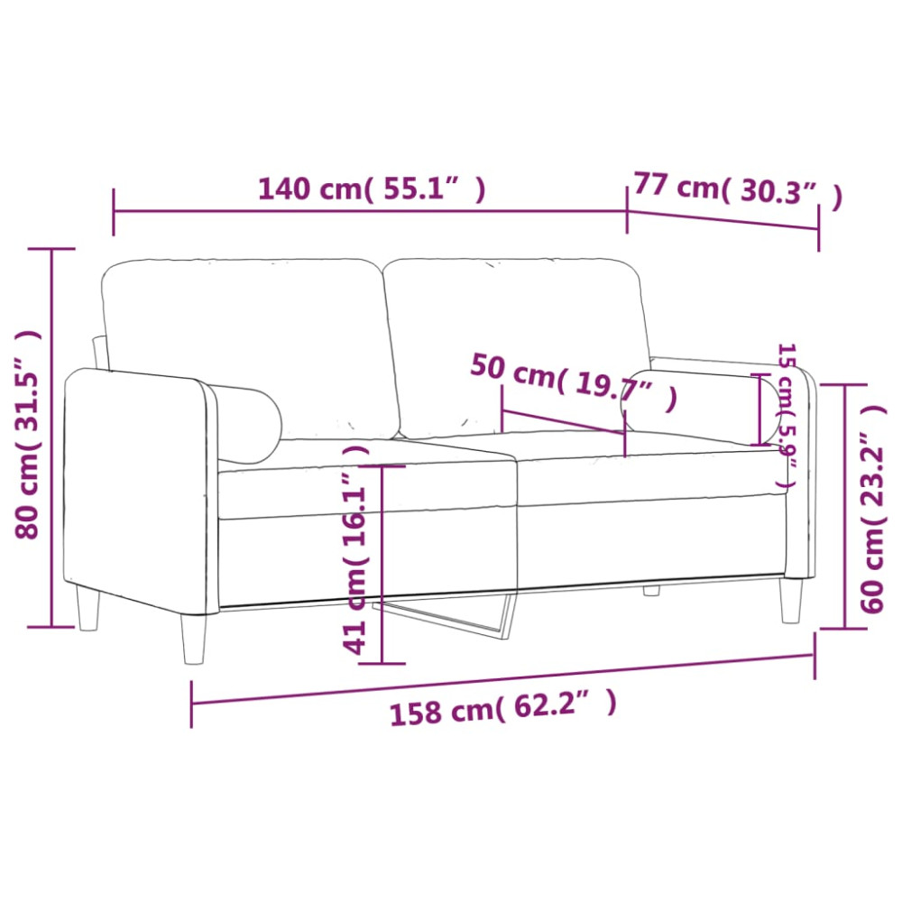 Produktbild för 2-sitssoffa med prydnadskuddar mörkgrön 140 cm sammet