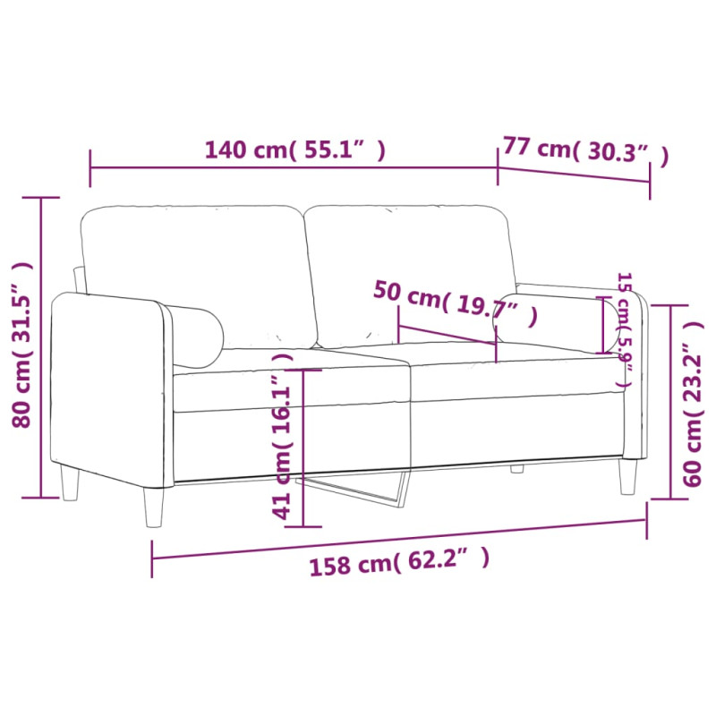 Produktbild för 2-sitssoffa med prydnadskuddar brun 140 cm sammet