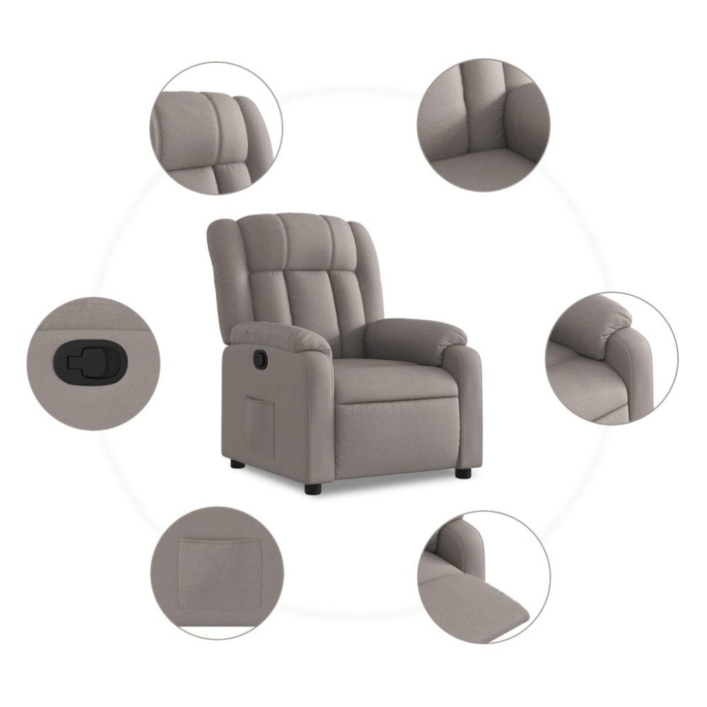 Produktbild för Reclinerfåtölj taupe tyg