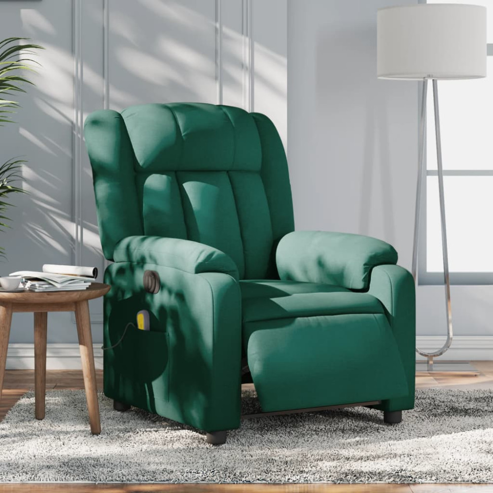 Produktbild för Elektrisk massagefåtölj mörkgrön tyg