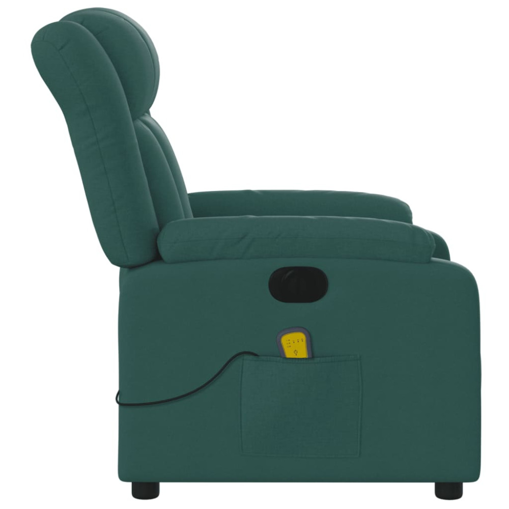 Produktbild för Elektrisk massagefåtölj mörkgrön tyg