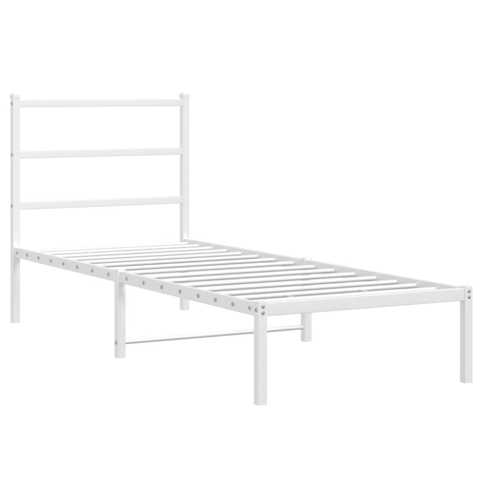Produktbild för Sängram med huvudgavel metall vit 80x200 cm