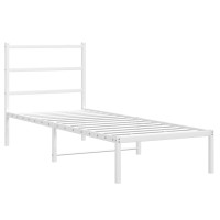 Produktbild för Sängram med huvudgavel metall vit 80x200 cm