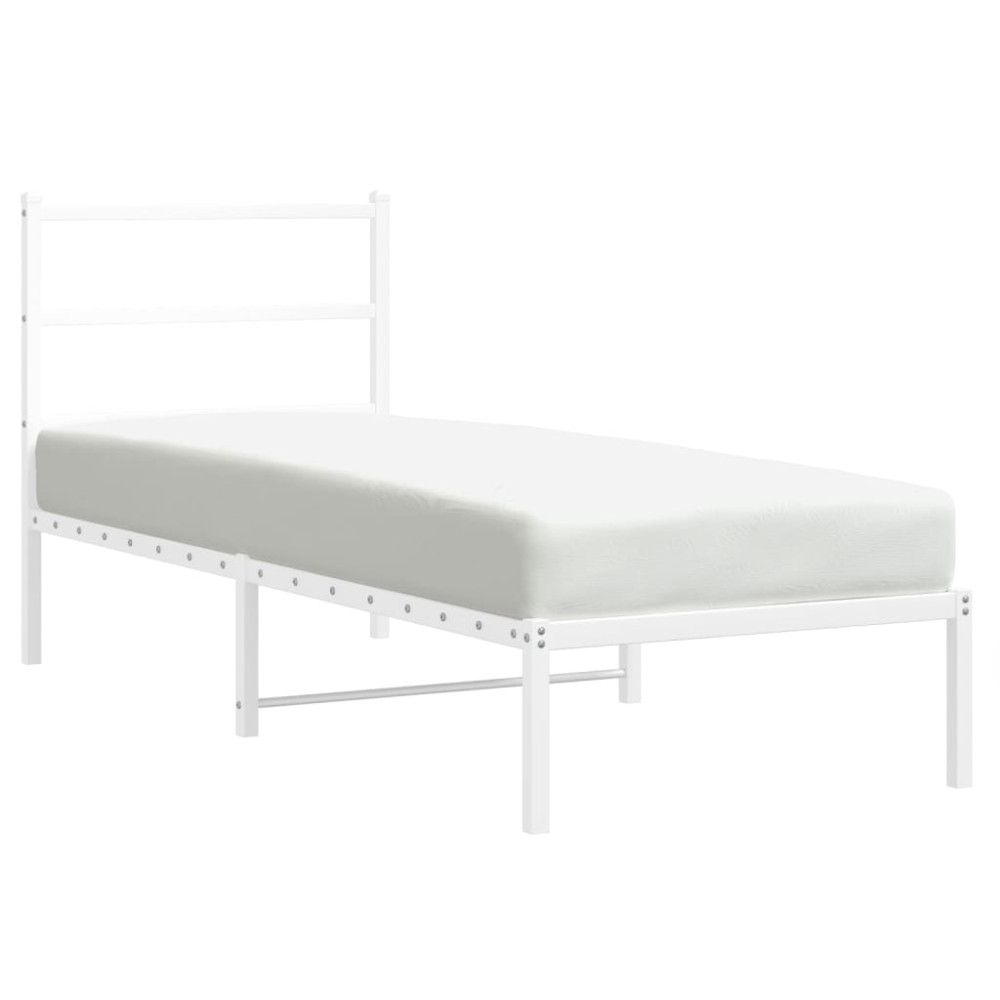 Produktbild för Sängram med huvudgavel metall vit 80x200 cm