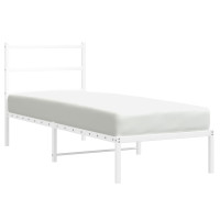 Produktbild för Sängram med huvudgavel metall vit 80x200 cm