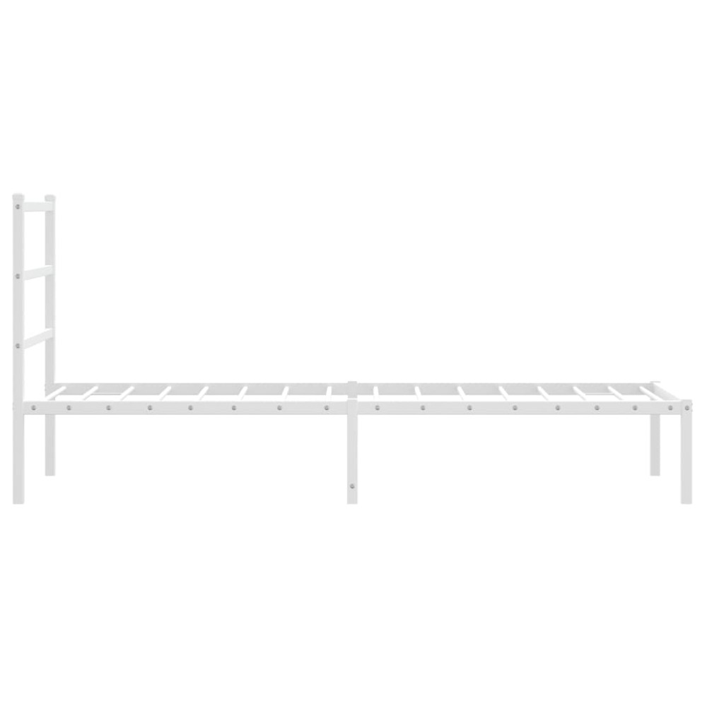 Produktbild för Sängram med huvudgavel metall vit 80x200 cm