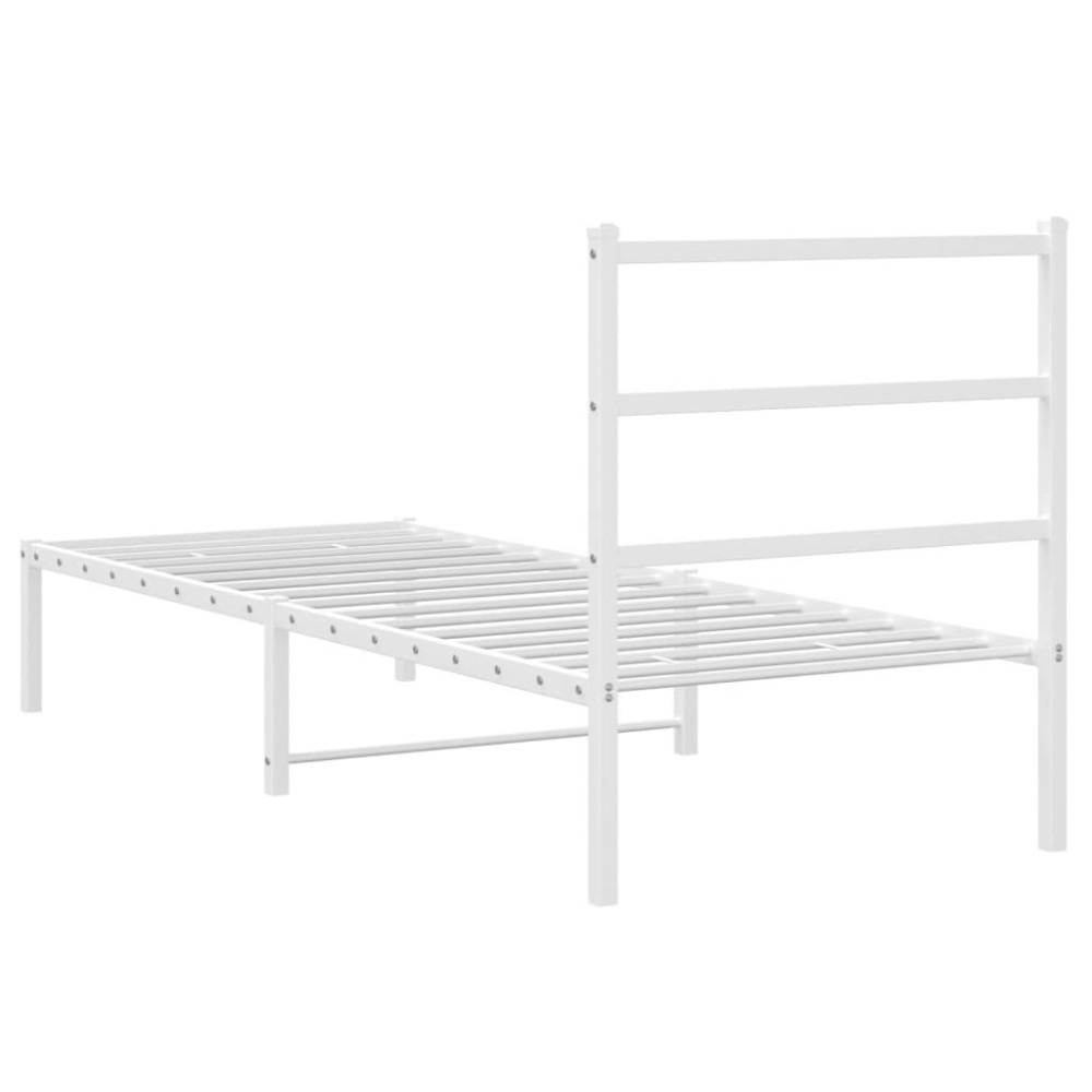 Produktbild för Sängram med huvudgavel metall vit 80x200 cm