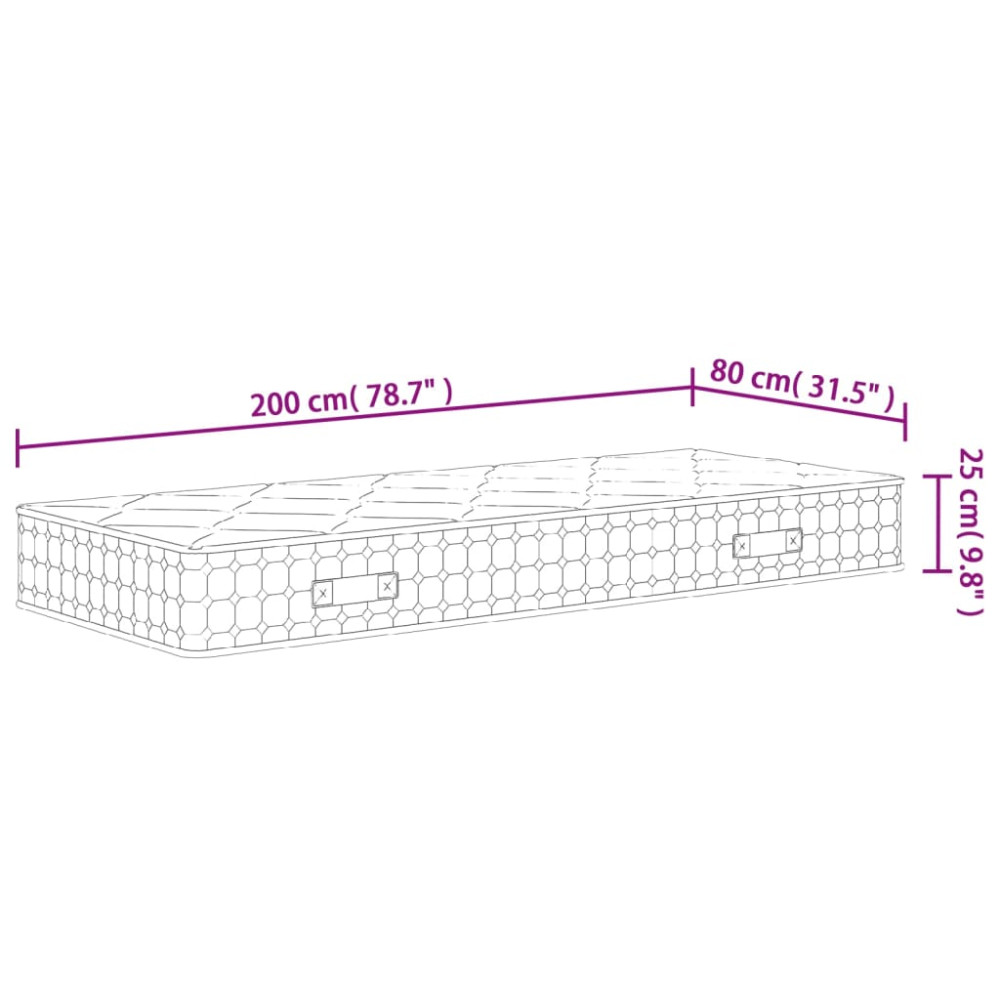 Produktbild för Pocketresårmadrass medium fast 80x200 cm