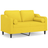 Produktbild för 2-sits soffa med prydnadskuddar ljusgul 120 cm tyg