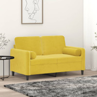 Produktbild för 2-sitssoffa med prydnadskuddar gul 120 cm sammet