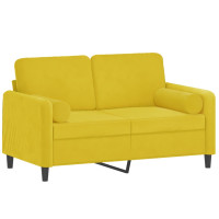 Produktbild för 2-sitssoffa med prydnadskuddar gul 120 cm sammet