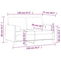 Produktbild för 2-sitssoffa med prydnadskuddar gul 120 cm sammet