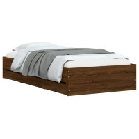 Produktbild för Sängram med lådor brun ek 100x200 cm konstruerat trä