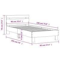 Produktbild för Sängram med huvudgavel vit 90x190 cm konstruerat trä