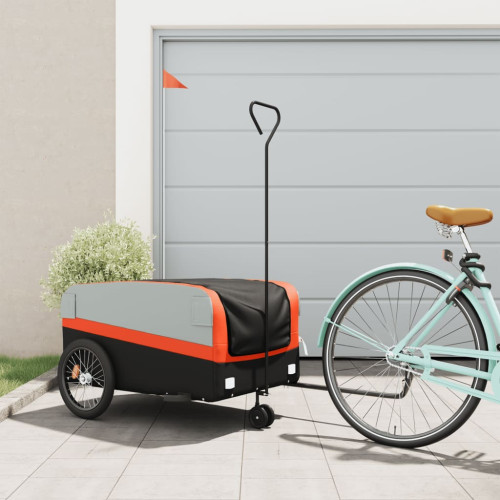 vidaXL Cykelvagn svart och orange 45 kg järn