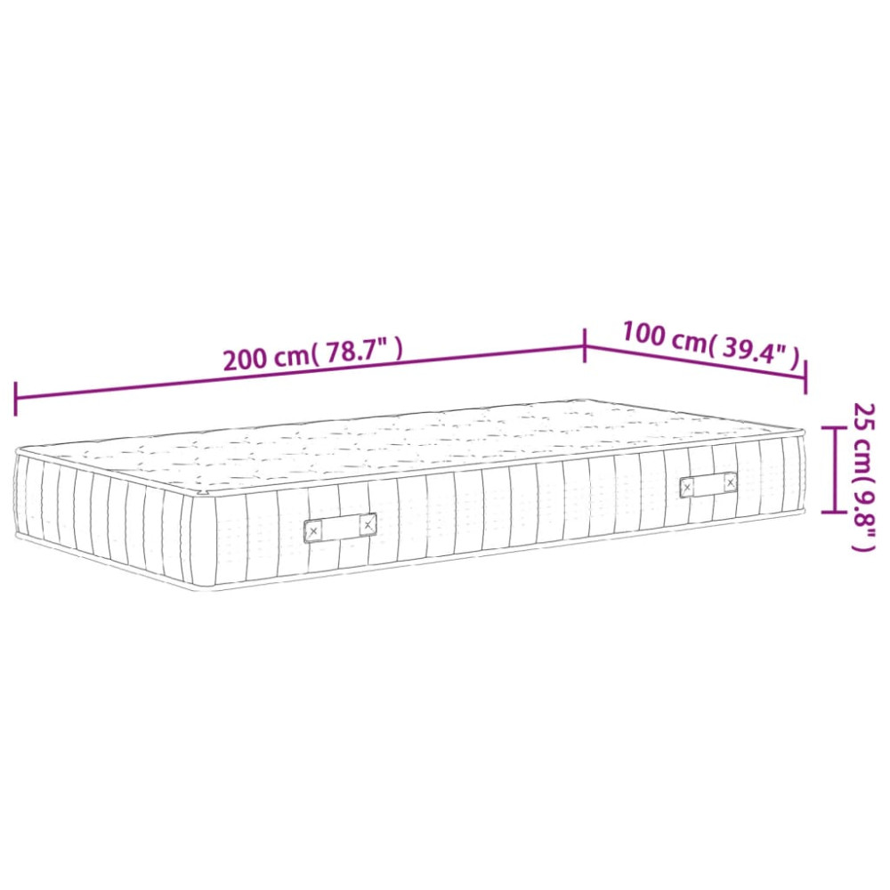 Produktbild för Pocketresårmadrass medium fast 100x200 cm