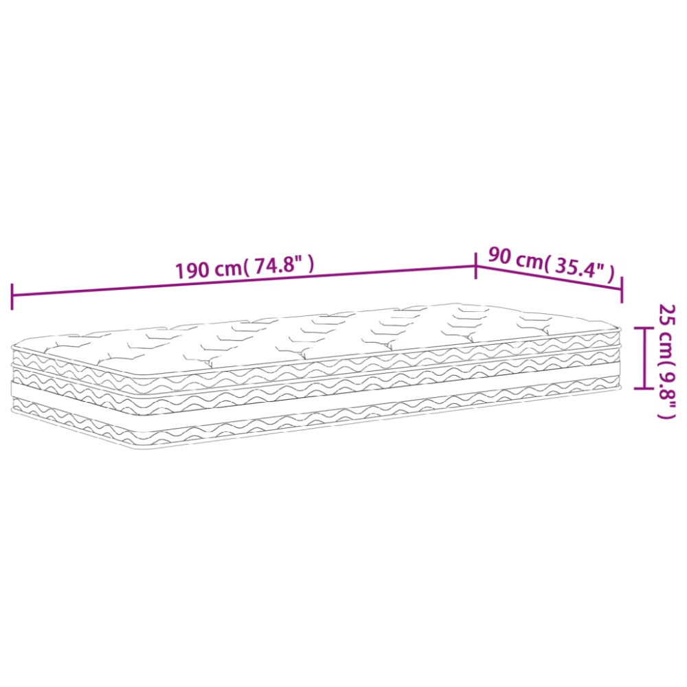 Produktbild för Pocketresårmadrass medium 90x190 cm