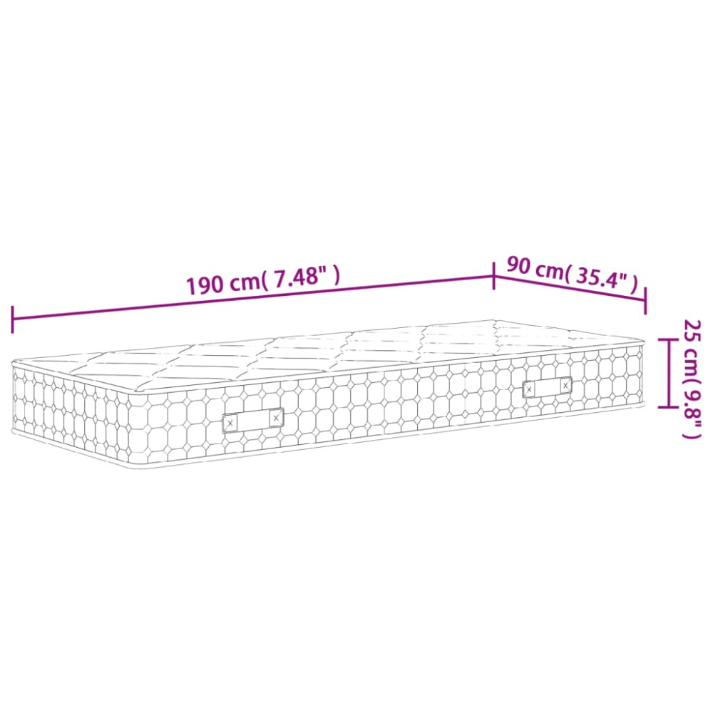 Produktbild för Pocketresårmadrass medium fast 90x190 cm