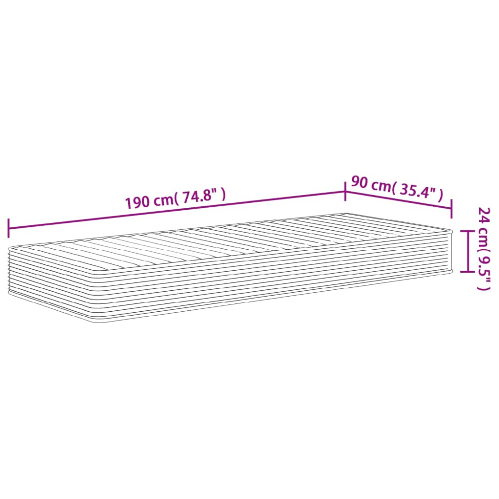 Produktbild för Skummadrass medium mjuk 90x190 cm