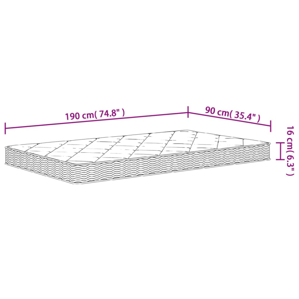 Produktbild för Skummadrass medium mjuk 90x190 cm