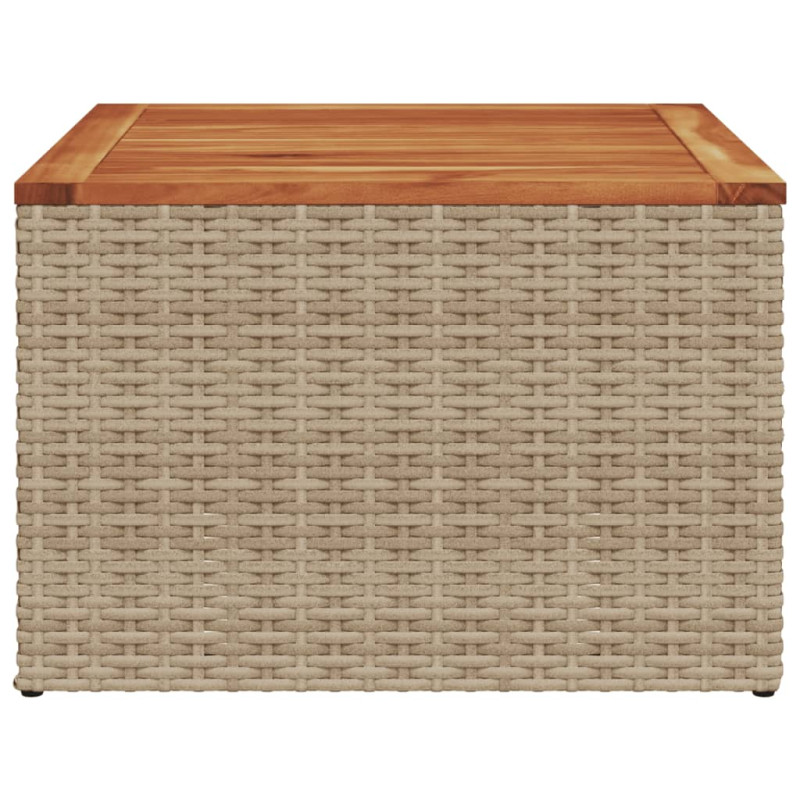 Produktbild för Trädgårdsbord beige 55x55x37 cm konstrotting och akaciaträ