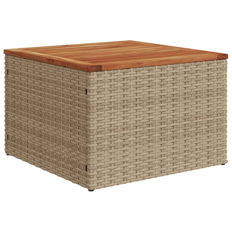 Produktbild för Trädgårdsbord beige 55x55x37 cm konstrotting och akaciaträ