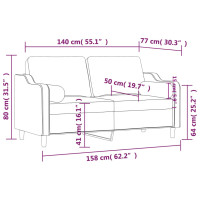 Produktbild för 2-sits soffa med prydnadskuddar vinröd 140 cm tyg