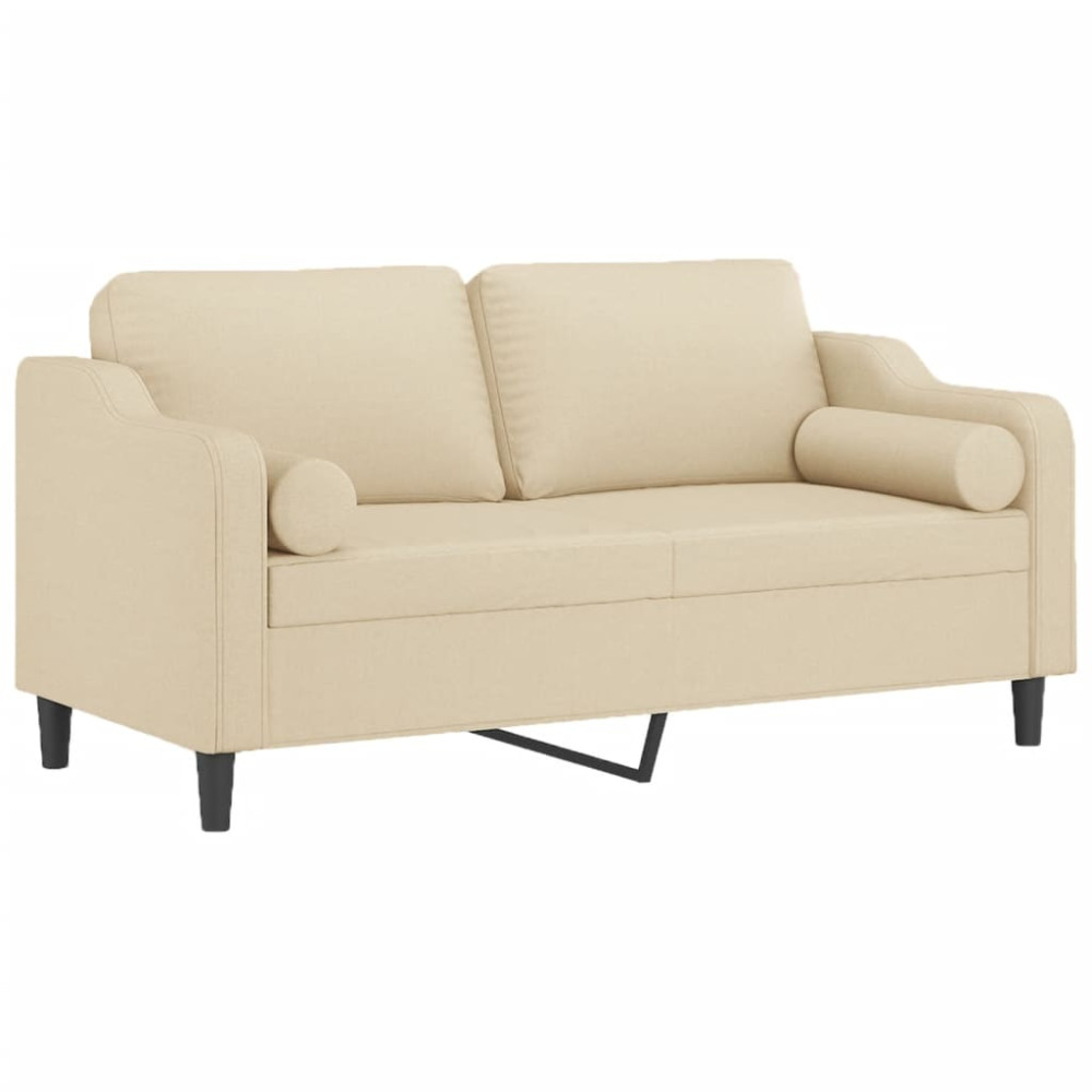 Produktbild för 2-sits soffa med prydnadskuddar gräddvit 140 cm tyg