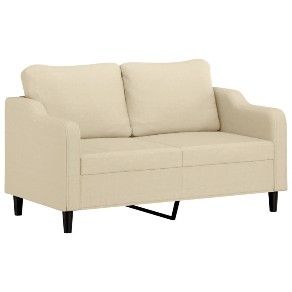 Produktbild för 2-sits soffa med prydnadskuddar gräddvit 140 cm tyg