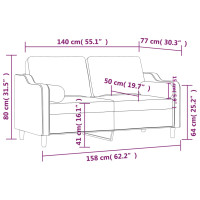 Produktbild för 2-sits soffa med prydnadskuddar gräddvit 140 cm tyg