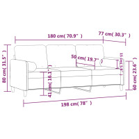 Produktbild för 3-sitssoffa med prydnadskuddar blå 180 cm sammet