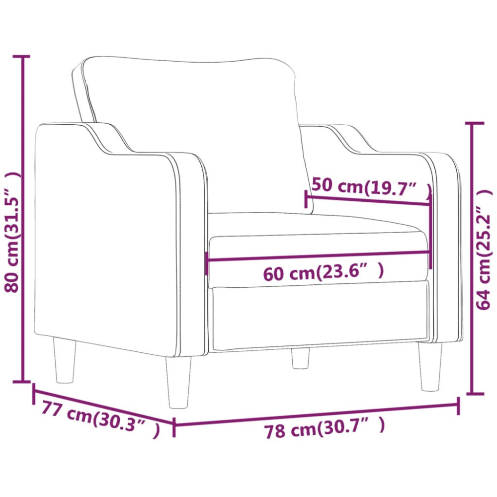 Produktbild för Fåtölj svart 60 cm tyg