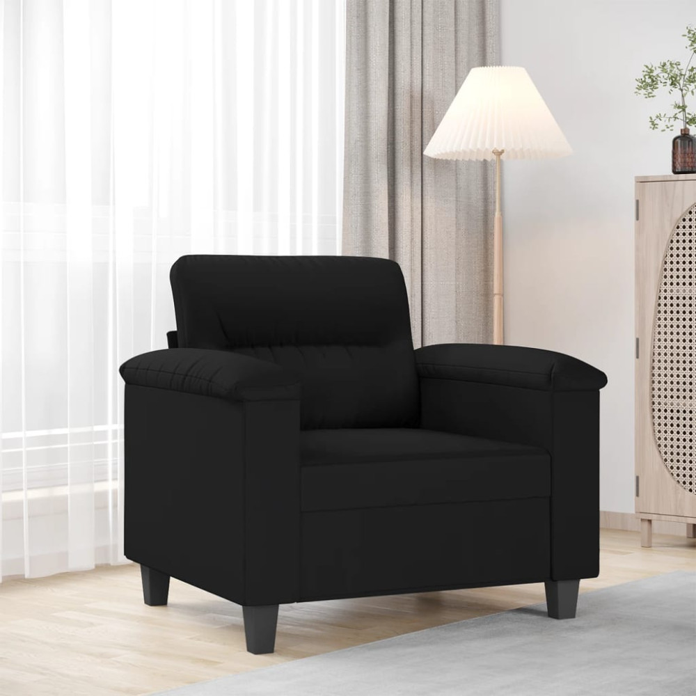 Produktbild för Fåtölj svart 60 cm mikrofibertyg