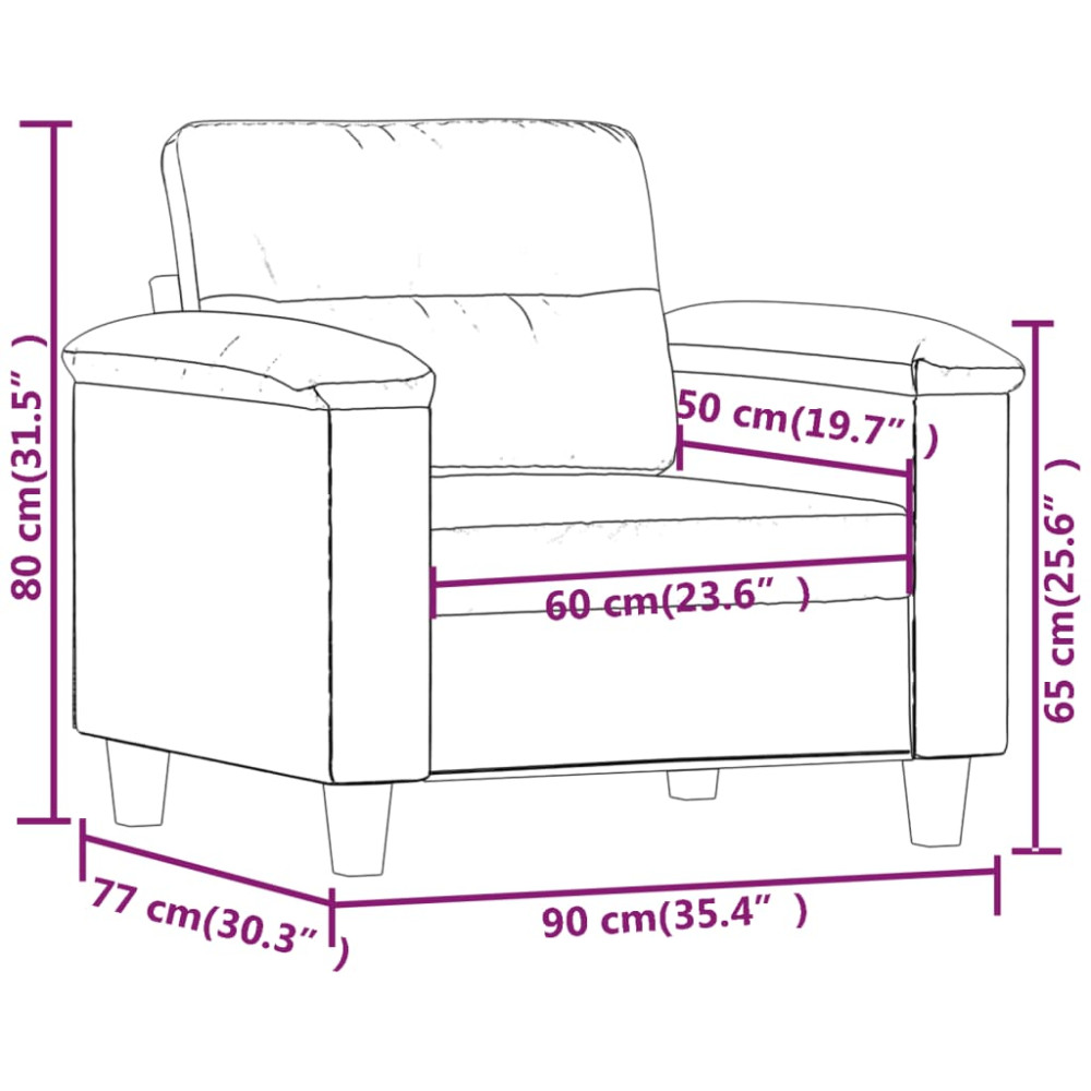 Produktbild för Fåtölj svart 60 cm mikrofibertyg