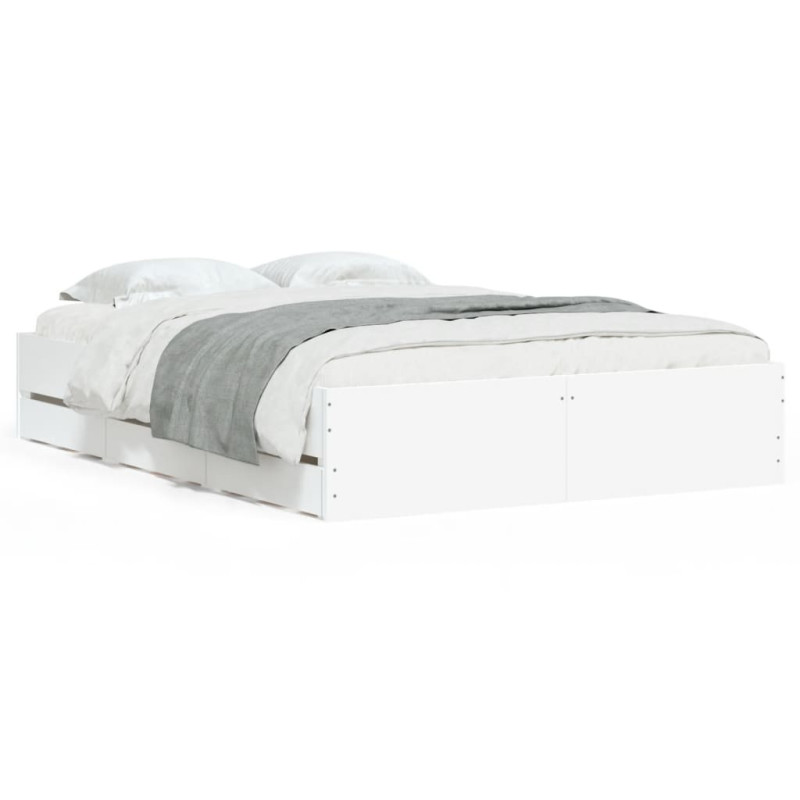 Produktbild för Sängram med lådor vit 120x200 cm konstruerat trä