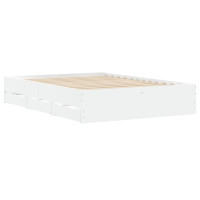 Miniatyr av produktbild för Sängram med lådor vit 120x200 cm konstruerat trä