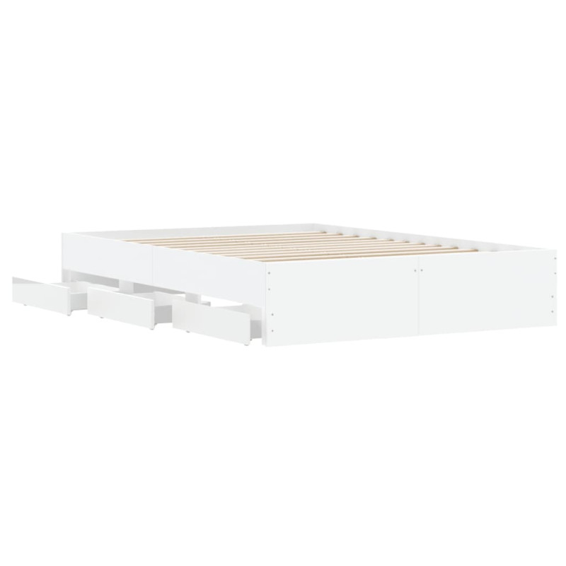 Produktbild för Sängram med lådor vit 120x200 cm konstruerat trä