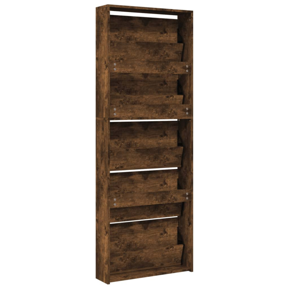 Produktbild för Skoskåp med spegel 5 skåp rökfärgad ek 63x17x169,5 cm