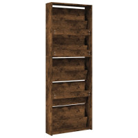 Produktbild för Skoskåp med spegel 5 skåp rökfärgad ek 63x17x169,5 cm