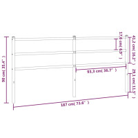 Produktbild för Huvudgavel metall svart 180 cm