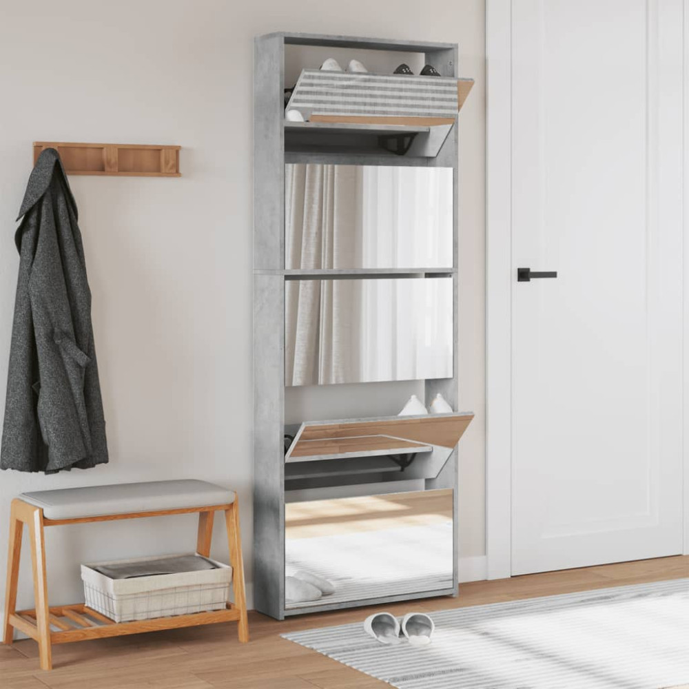 Produktbild för Skoskåp med 5 skåp betonggrå 63x17x169,5 cm