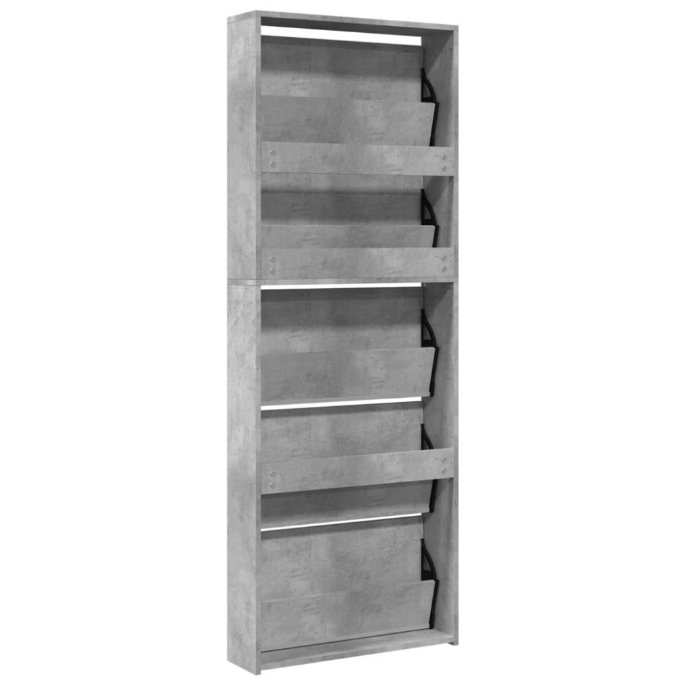 Produktbild för Skoskåp med 5 skåp betonggrå 63x17x169,5 cm