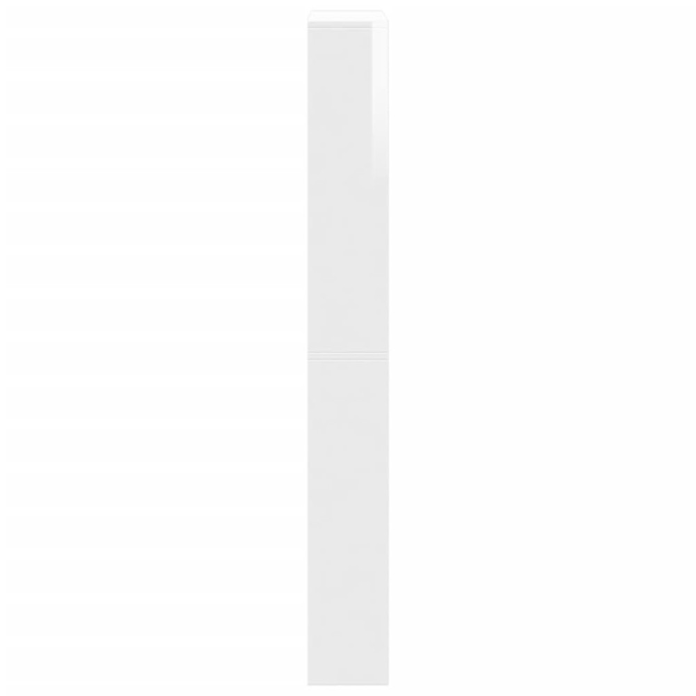 Produktbild för Skoskåp med spegel 4 skåp högglans vit 63x17x134 cm