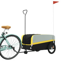 Produktbild för Cykelvagn svart och gul 45 kg järn