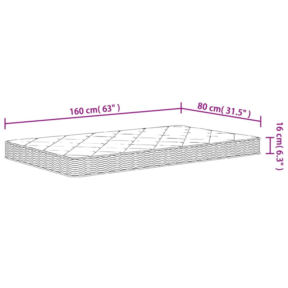 Produktbild för Skummadrass för barn medium mjuk 80x160 cm