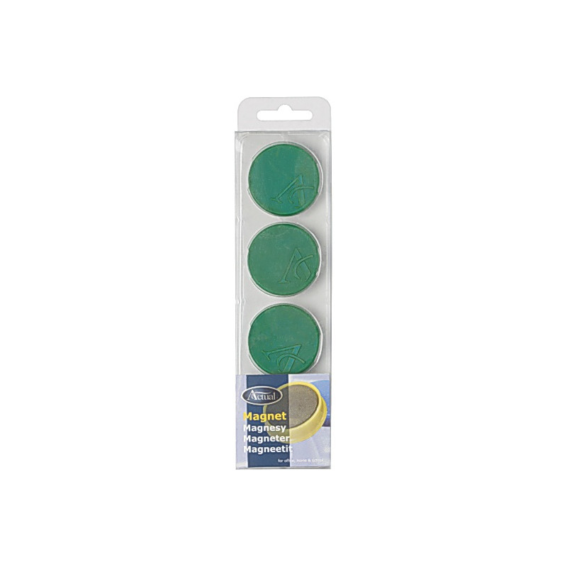 Produktbild för Magnetknappar ACTUAL 40mm grön 4/fp